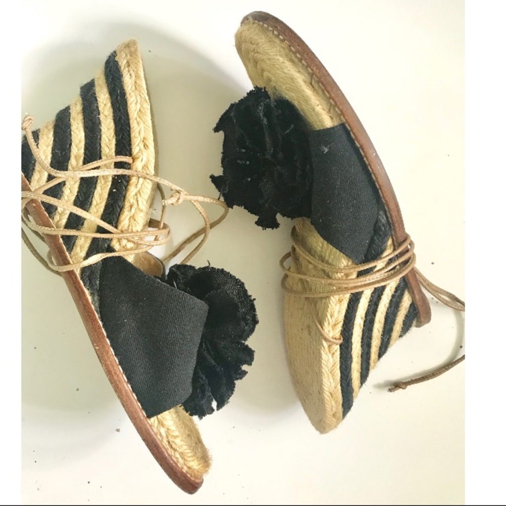 Kate Spade Wedges w/ Stripe and Floral Details